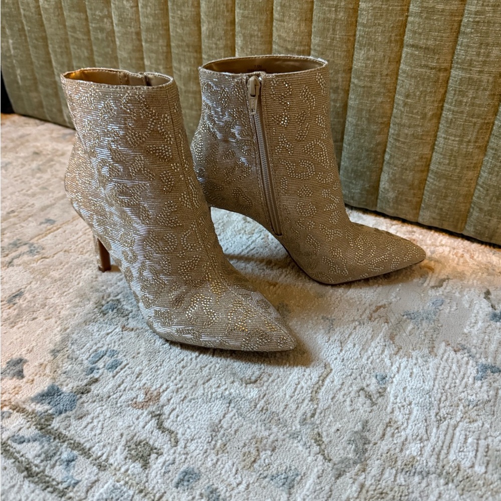 Gianni Bini Embellished Ankle Boots - Champagne